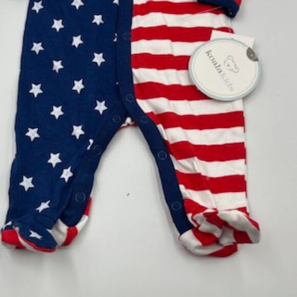 NEW Koala Kids Baby 3 To 6 Months Footed Coverall Stars And Stripes NWT - Picture 4 of 12